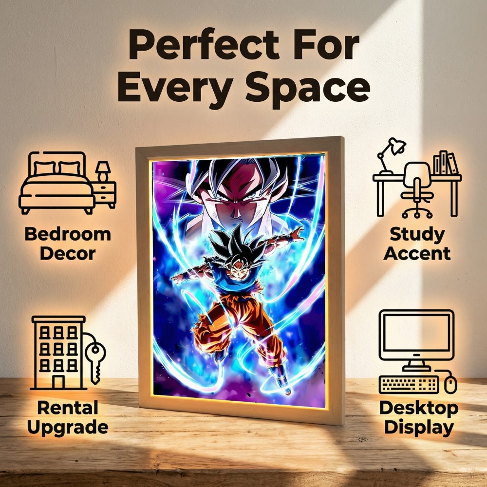 Tech Room Accessories - Аниме-светильник «Луна» с Гоку, светодиодная лампа-картина,